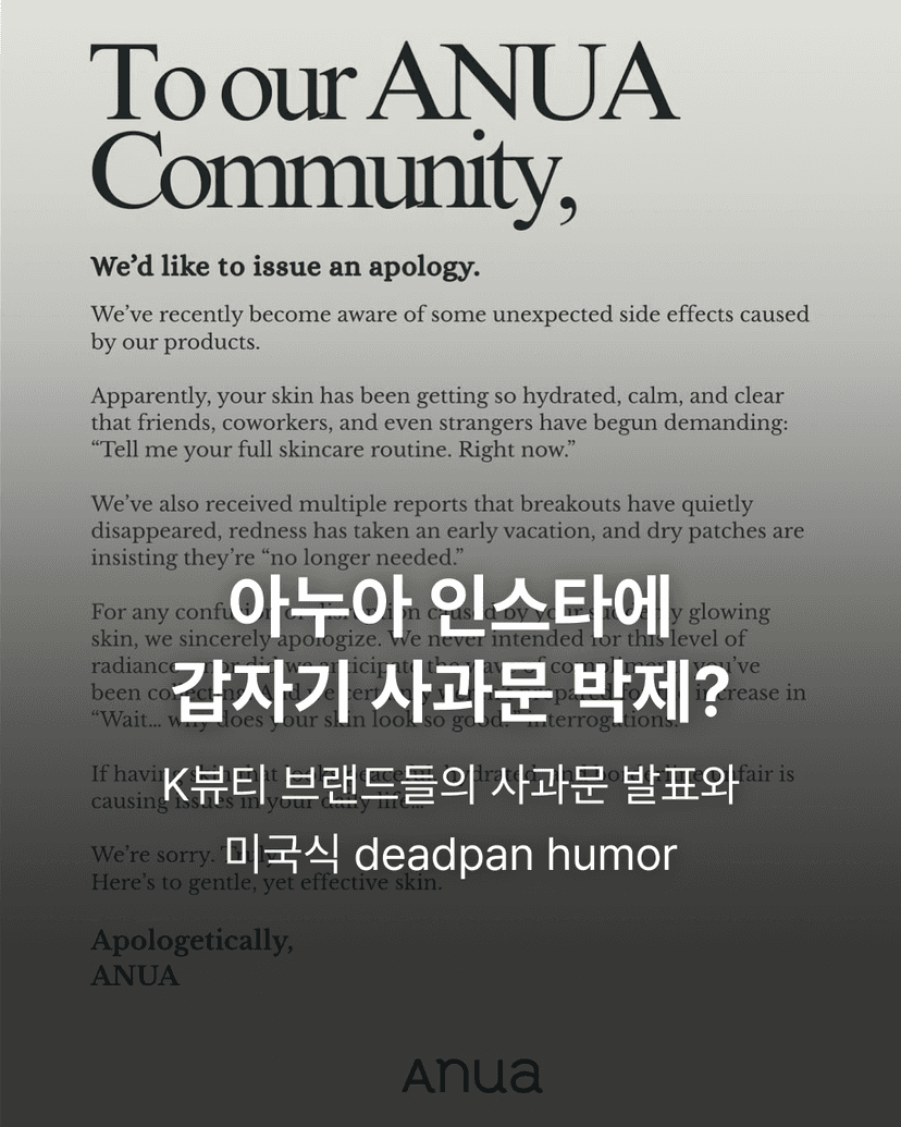 아누아 인스타에 갑자기 사과문 박제?